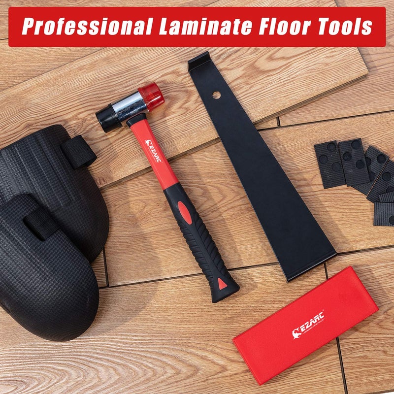 EZARC 64-Piece Laminate Wood Flooring Installation Kit with Reinforced Double-Faced Mallet, Heavy Duty Pull Bar, Tapping Block, Foam Kneepads and 60 Piece Spacers - Image 2